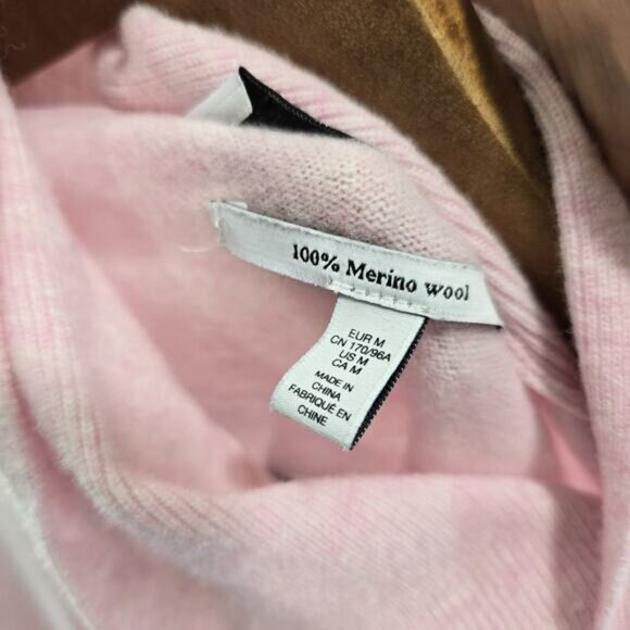 & Other Stories Sweater Women Medium Pink Tie Neck Merino Wool Balloon - Picture 4 of 11